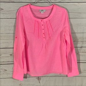 Vineyard Vines Pink Popover Blouse